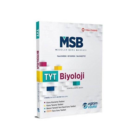 TYT Biyoloji Modüler Soru Bankası Video Çözümlü Eğitim Vadisi