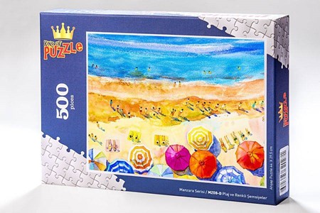 Manzara Serisi Plaj Ve Renkli Şemsiyeler 500 Parça Puzzle Mz08 D