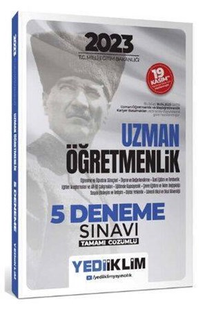 Yediiklim Yayınları 2023 T.C. Millî Eğitim Bakanlığı Uzman Öğretmenlik 5 Deneme