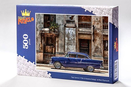 Taşıt Serisi Havana Sokağı Ve Mavi Plymouth 500 Parça Puzzle Tt06 D