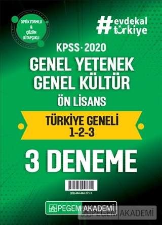 2020  Kpss Genel Yetenek Genel Kültür Ön Lisans Türkiye Geneli Deneme (1.2.3) 3`lü Deneme Seti