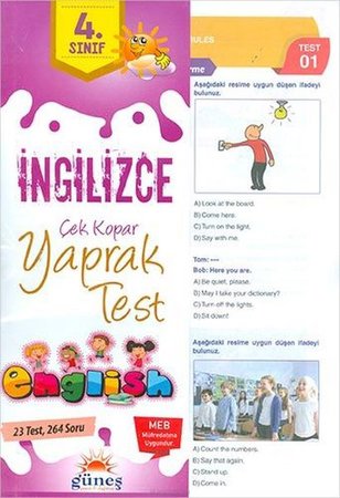 Güneş 4.Sınıf İngilizce Çek Kopar Yaprak Test