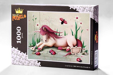 Çocuk Serisi Pembe Mitolojik At 1000 Parça Puzzle Ck01 M