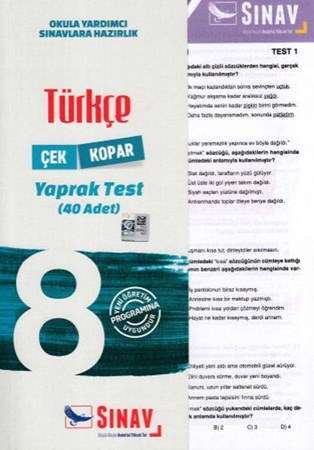 Sınav 8. Sınıf Türkçe Çek Kopar Yaprak Test Yeni