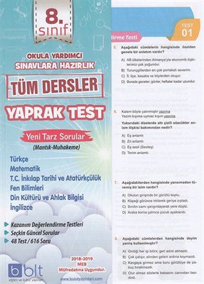 Bulut 8. Sınıf Tüm Dersler Yaprak Test