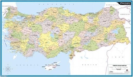 Discovery Duvar Harita 60X100 Türkiye Siyasi