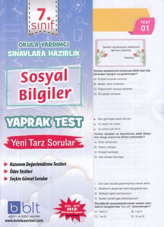 Bulut 7. Sınıf Sosyal Bilgiler Yaprak Test (Yeni)