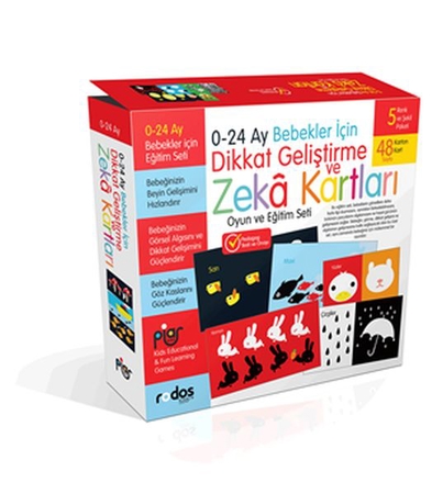 0-24 Ay Bebekler için Dikkat Geliştirme ve Zeka Kartları Oyun ve Eğitim Seti