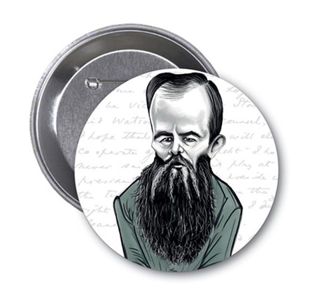 Fyodor Dostoyevski Karikatür Rozet Aylak Adam Hobi