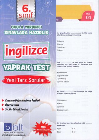 Bulut 6.Sınıf İngilizce Yaprak Test (Yeni)