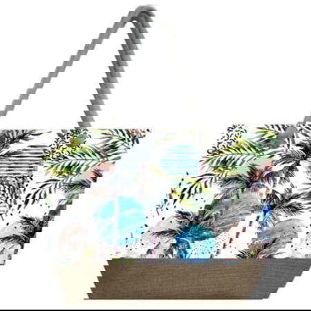 Palmiye Ağacı Temalı Fermuarlı Plaj Çantası