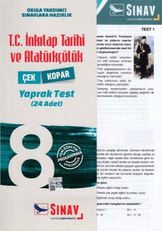 Sınav 8. Sınıf T.c. İnkılap Tarihi Ve Atatürkçülük Çek Kopar Yaprak Test Yeni